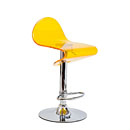 e-commerce photography of furniture char / stool with metal base and transparent plastic yellow seat