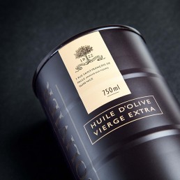 styled image of an expensive olive oil in a black can